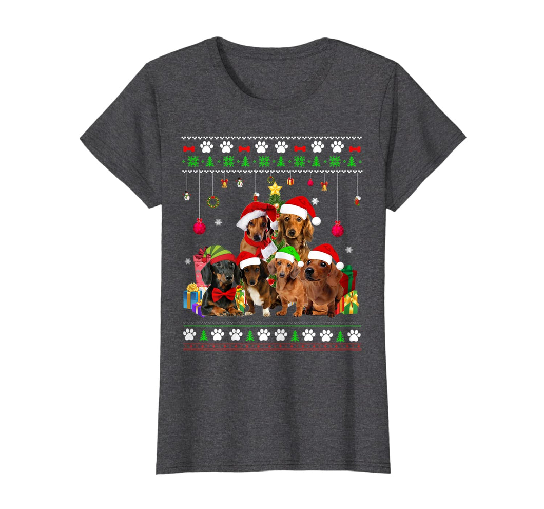 Funny shirts V-neck Tank top Hoodie sweatshirt usa uk au ca gifts for Dachshund Christmas Ugly Sweater Style Dog Xmas Gift T-Shirt 472580