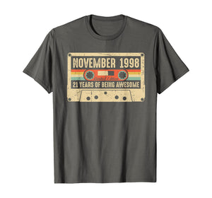 Vintage November 1998 21st birthday Gift Retro Cassette Tape T-Shirt