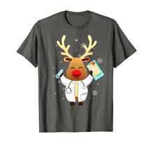 Load image into Gallery viewer, Medical Scrub Top Reindeer Nurse With Stethoscope Christmas T-Shirt
