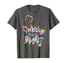 Load image into Gallery viewer, Nurse Stethoscope Merry and Bright Christmas Lights Gift T-Shirt

