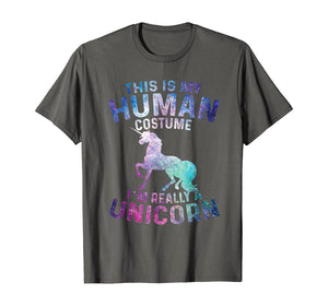This Is My Human Costume I'm Really Unicorn Funny Halloween T-Shirt