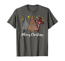 Load image into Gallery viewer, Funny shirts V-neck Tank top Hoodie sweatshirt usa uk au ca gifts for Plaid Xmas Tree Christian Cross Jesus Merry Christmas T-Shirt 794336
