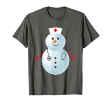 Load image into Gallery viewer, Medical Scrub Top Nurse&#39;s Hat Wearing Snowman Xmas Funny T-Shirt
