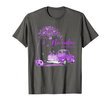 Load image into Gallery viewer, Truck Purple Ribbon November Alzheimer&#39;s Awareness Month T-Shirt
