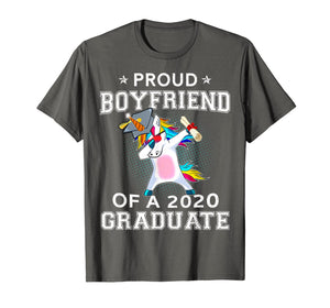 Proud Boyfriend Of A 2020 Graduate Unicorn Dabbing Gift T-Shirt