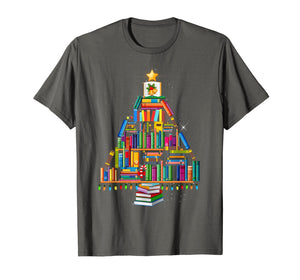Merry Christmas Library Tree Gift For Book Lover Librarian T-Shirt