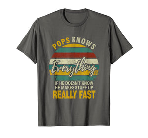 Mens Mens Pops Know Everything Grandpa Christmas Gifts T-Shirt-1685560
