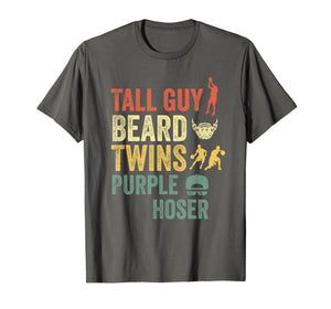Perfect gift for kids dude-TALL GUY BEARD TWINS PURPLE HOSER T-Shirt-446879