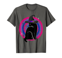 Load image into Gallery viewer, LGBT Bisexual Pride Cat Rainbow Witch &amp; Hat Gay Halloween T-Shirt
