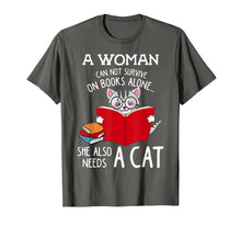 Load image into Gallery viewer, Funny shirts V-neck Tank top Hoodie sweatshirt usa uk au ca gifts for A Woman Cannot Survive On Books Alone Tshirt Cat Lover Gifts 2250097
