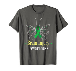 Funny shirts V-neck Tank top Hoodie sweatshirt usa uk au ca gifts for Brain Injury Awareness Butterfly Green Ribbon Tshirt Gifts 2798367