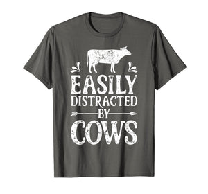 Funny shirts V-neck Tank top Hoodie sweatshirt usa uk au ca gifts for Easily Distracted By Cows T Shirt Cow Men Women Gifts Farmer 491137