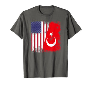 Funny shirts V-neck Tank top Hoodie sweatshirt usa uk au ca gifts for Half Turk Turkish Flag T-Shirt | Vintage Turkey USA Gift 3105473
