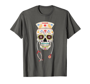 Funny shirts V-neck Tank top Hoodie sweatshirt usa uk au ca gifts for Nurse Sugar Skull Shirt Halloween Day Of The Dead Costume 1119796
