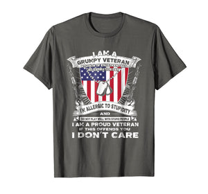 Funny shirts V-neck Tank top Hoodie sweatshirt usa uk au ca gifts for I Am A Grumpy Veteran I'm Allergic To Stupidity T-Shirt 2095505
