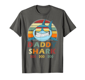 Retro Vintage Daddy Shark Tshirt gift for Father