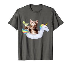 Summer Kitty With Margarita & Unicorn Float Funny Cat Shirt