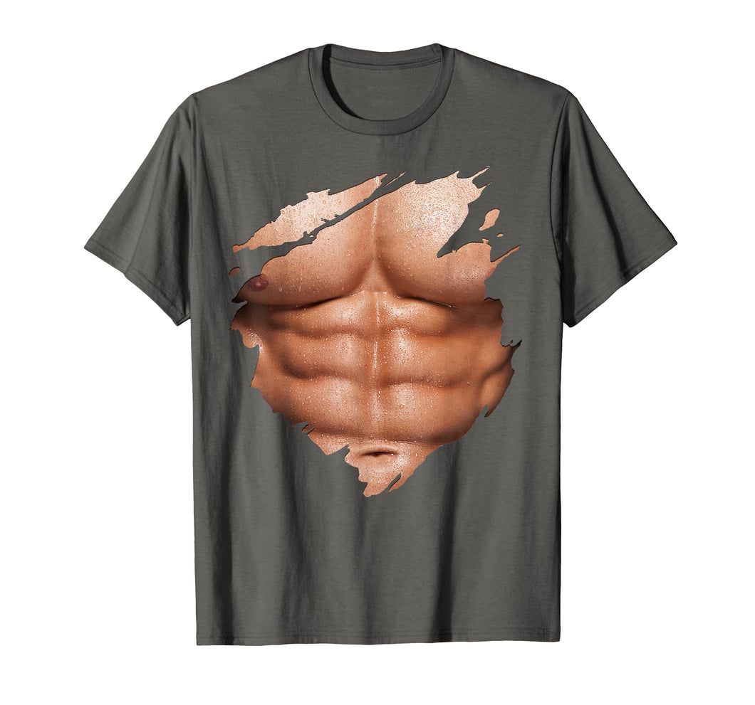 Chest Six Pack Abs Muscles T-Shirt Torn Shirt Beach Body