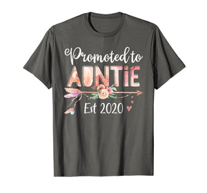Womens Promoted to Auntie Est 2020  First Time Aunt Floral T-Shirt283129
