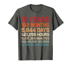 Vintage 16 Years of Being Awesome Unique 16th Birthday Gifts T-Shirt-1692777