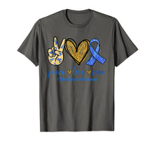 Load image into Gallery viewer, Peace Love Cure Blue Ribbon Colon Cancer Awareness TShirt789412
