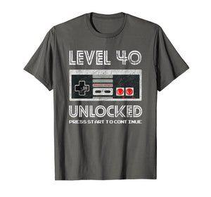 40 Year Old Fourty Birthday Gift Level 40 unlocked gamer T-Shirt-201277