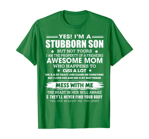 Funny shirts V-neck Tank top Hoodie sweatshirt usa uk au ca gifts for Im A Stubborn Son Property of Awesome Mom Mess With Me Funny T-Shirt 201633