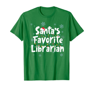 Santa's Favorite Librarian Funny Christmas Ornaments T-Shirt