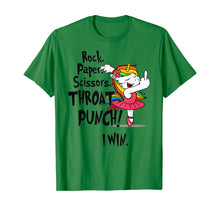 Load image into Gallery viewer, Rock paper scissors throat punch I win Unicorn Dancing T-Shirt
