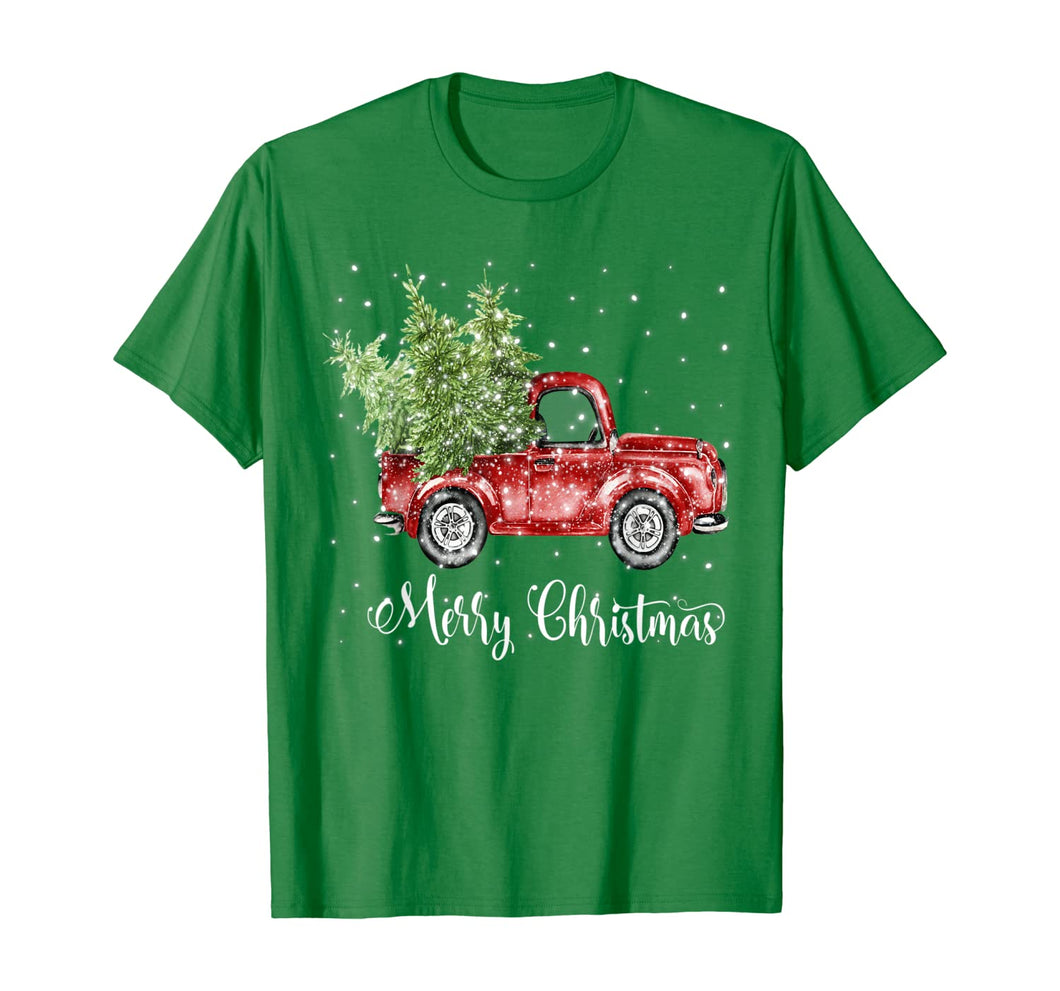 Vintage Red Truck With Merry Christmas Tree T-Shirt Gifts T-Shirt