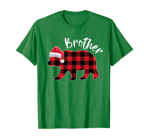 Red Plaid Brother BEAR Christmas Pajama Matching Family Gift T-Shirt