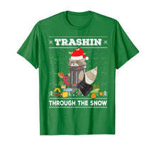 Load image into Gallery viewer, Trashin Through The Snow Raccoon Santa Claus Trash Panda T-Shirt
