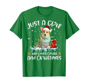 Funny shirts V-neck Tank top Hoodie sweatshirt usa uk au ca gifts for Just A Girl Who Loves Corgis And Christmas Tshirt T-Shirt 318771