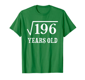 Funny shirts V-neck Tank top Hoodie sweatshirt usa uk au ca gifts for Square Root of 196 14 yrs years old 14th birthday T-Shirt 1043676