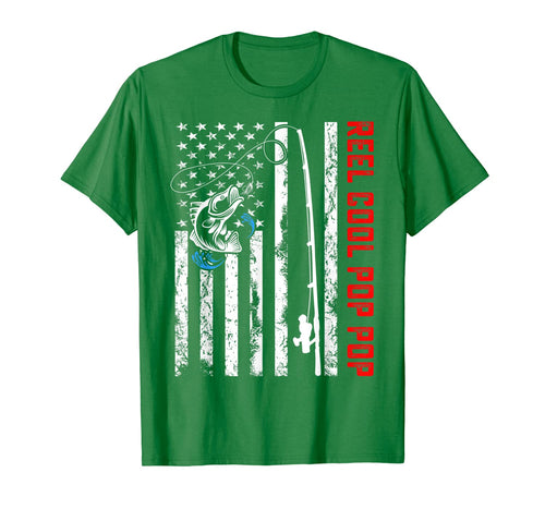Reel Cool Pop Pop Shirt American Flag Fishing Birthday Gifts 278332
