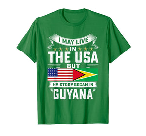 Live In USA But Heart Guyana Patriot Guyanese Tee Shirt