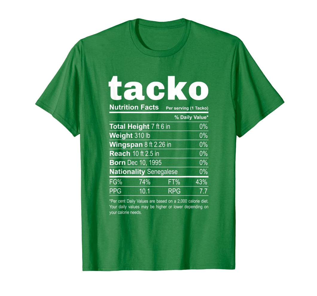 Tacko Nutrition Facts Label Funny Boston Basketball T-Shirt