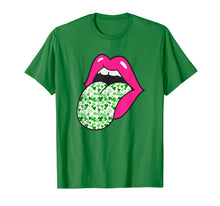 Load image into Gallery viewer, Hot Pink Lips Shamrock Tongue Trendy St Patrick's Day Print TShirt728937

