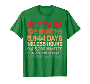 Vintage 16 Years of Being Awesome Unique 16th Birthday Gifts T-Shirt-1692777