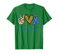 Load image into Gallery viewer, Peace Love Cure Blue Ribbon Colon Cancer Awareness TShirt789412
