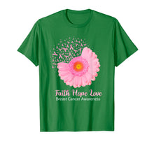 Load image into Gallery viewer, Faith Hope Love Breast Cancer Awareness Flower Pink T-Shirt 39393
