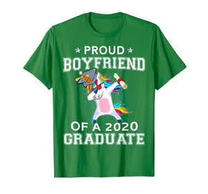 Proud Boyfriend Of A 2020 Graduate Unicorn Dabbing Gift T-Shirt