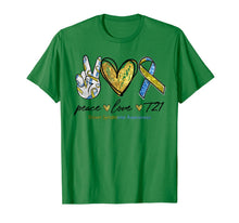 Load image into Gallery viewer, Peace Love T21 Down Syndrome Awareness Blue Yellow Ribbon TShirt867163
