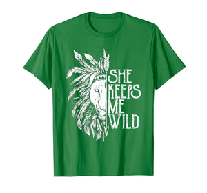 She Keeps Me Wild Lion Couple Matching Gift T-Shirt