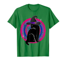 Load image into Gallery viewer, LGBT Bisexual Pride Cat Rainbow Witch &amp; Hat Gay Halloween T-Shirt
