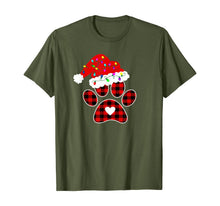 Load image into Gallery viewer, Funny shirts V-neck Tank top Hoodie sweatshirt usa uk au ca gifts for Buffalo Plaid Christmas Paw Dog with Santa hat &amp; Lights Gift T-Shirt 1152404
