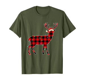 Funny shirts V-neck Tank top Hoodie sweatshirt usa uk au ca gifts for Funny Deer Christmas Lights Red Plaid Santa Hat Gift T-Shirt 330310