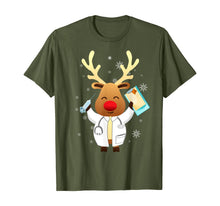 Load image into Gallery viewer, Medical Scrub Top Reindeer Nurse With Stethoscope Christmas T-Shirt
