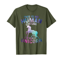 Load image into Gallery viewer, This Is My Human Costume I&#39;m Really Unicorn Funny Halloween T-Shirt
