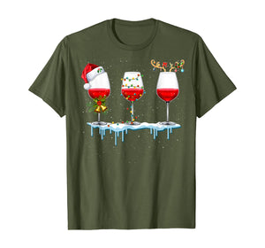 Three Glass of Red Wine Santa Hat Christmas For Men Women T-Shirt